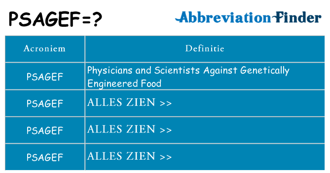 Wat staat psagef voor