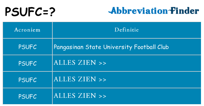 Wat staat psufc voor