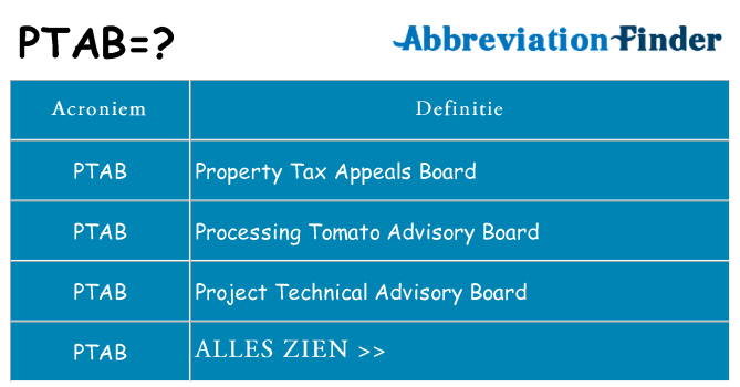 Wat staat ptab voor