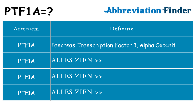 Wat staat ptf1a voor