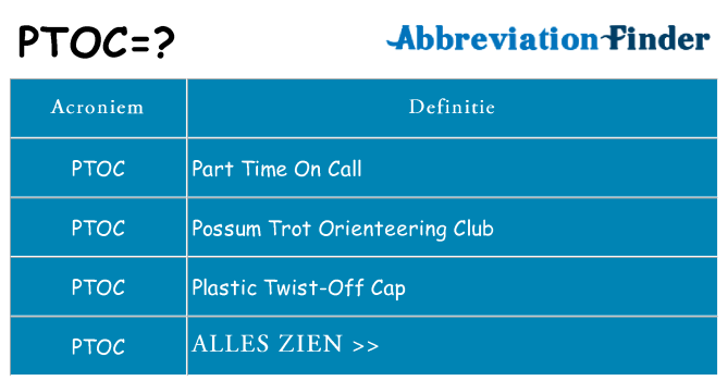 Wat staat ptoc voor