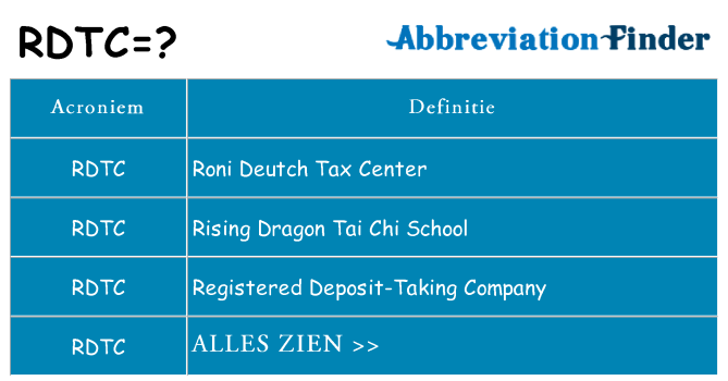 Wat staat rdtc voor