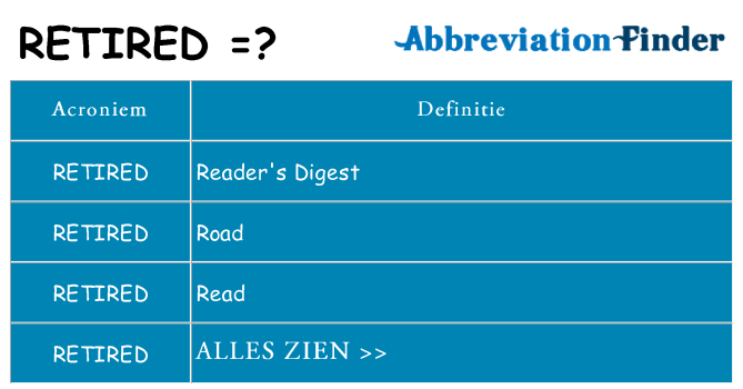 Wat staat retired voor