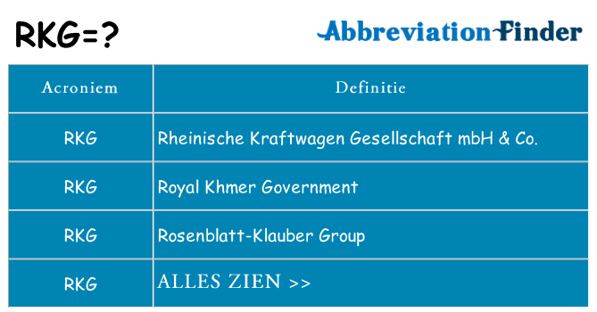 Wat staat rkg voor