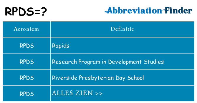 Wat staat rpds voor