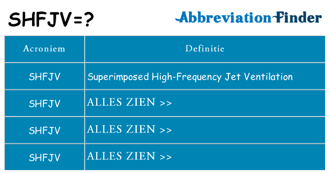 Wat staat shfjv voor