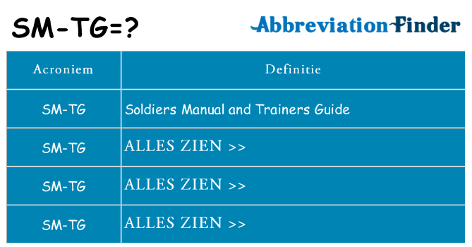 Wat staat sm-tg voor