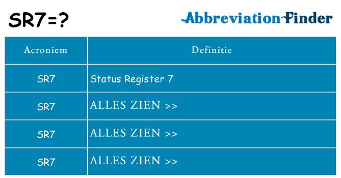 Wat staat sr7 voor