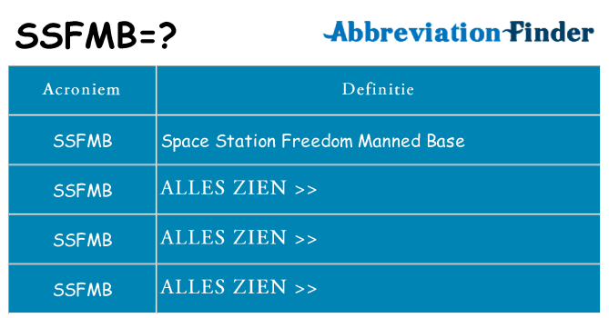 Wat staat ssfmb voor