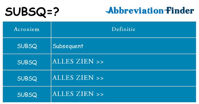 Wat staat subsq voor