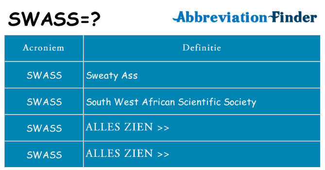 Wat staat swass voor
