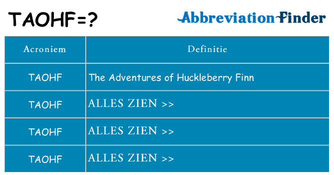 Wat staat taohf voor