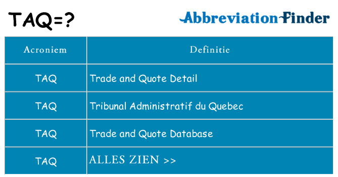 Wat staat taq voor