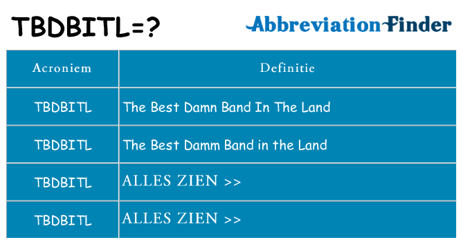 Wat staat tbdbitl voor