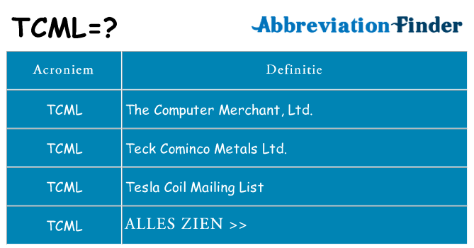 Wat staat tcml voor