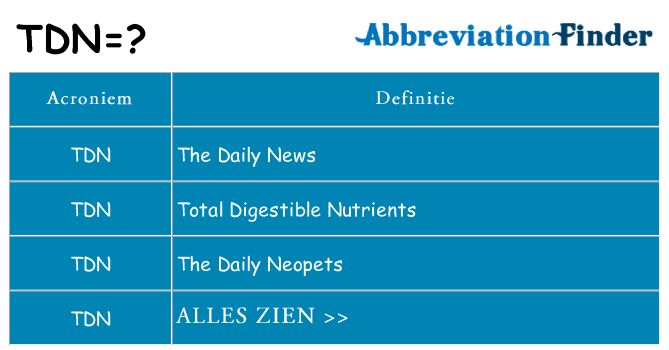 Wat staat tdn voor