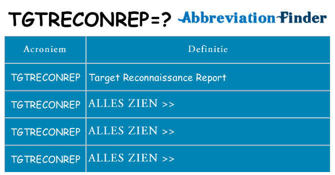 Wat staat tgtreconrep voor