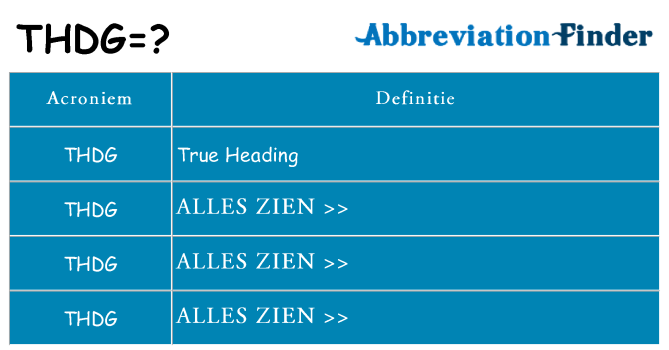 Wat staat thdg voor