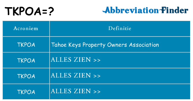 Wat staat tkpoa voor