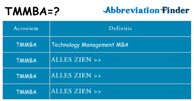 Wat staat tmmba voor