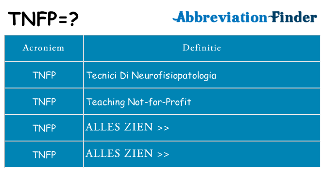 Wat staat tnfp voor