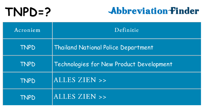 Wat staat tnpd voor