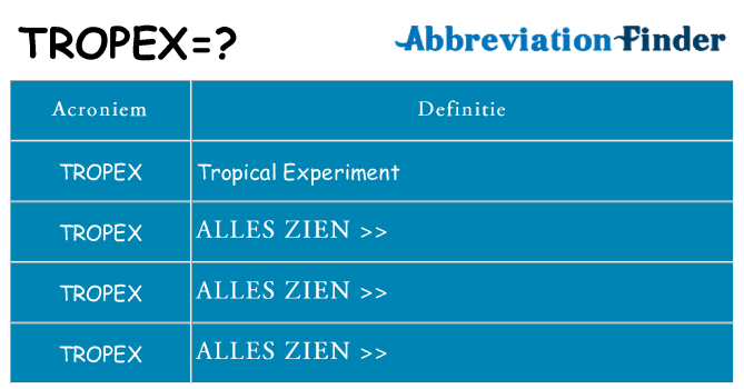 Wat staat tropex voor