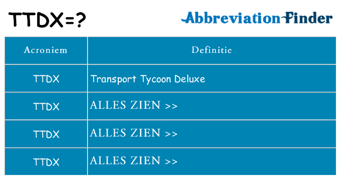 Wat staat ttdx voor