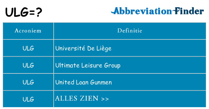 Wat staat ulg voor