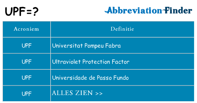 Wat staat upf voor