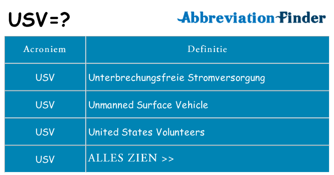 Wat staat usv voor