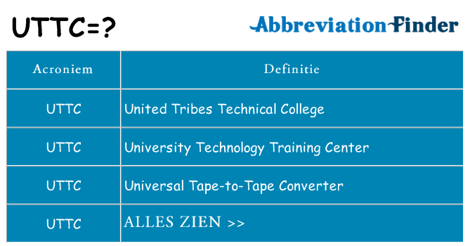 Wat staat uttc voor