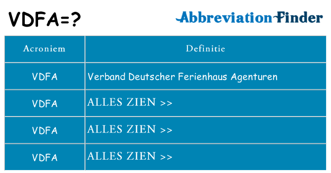 Wat staat vdfa voor