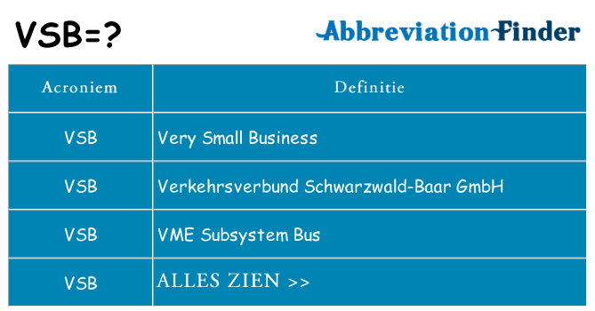 Wat staat vsb voor