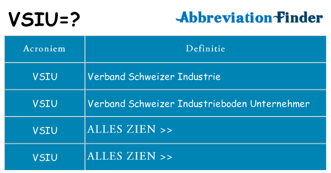 Wat staat vsiu voor