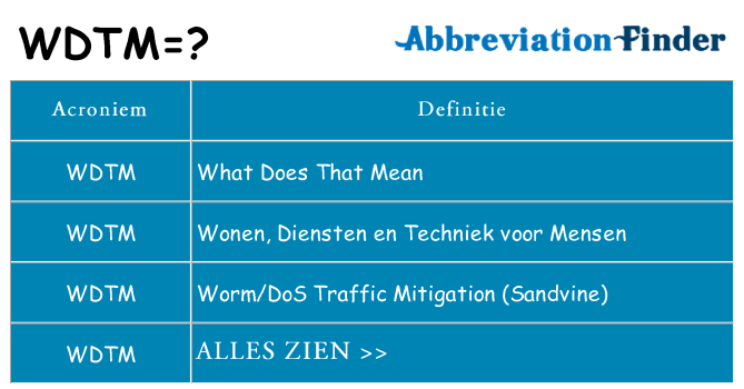 Wat staat wdtm voor