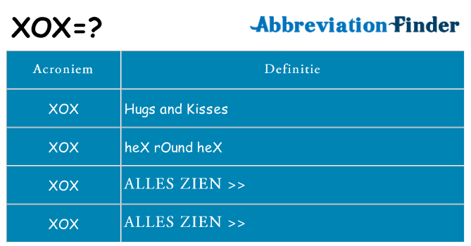 Wat staat xox voor