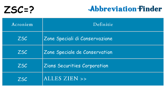 Wat staat zsc voor