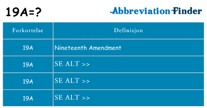 Hva 19a står for