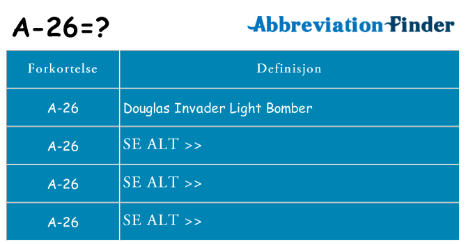 Hva a-26 står for