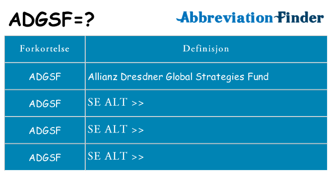 Hva adgsf står for
