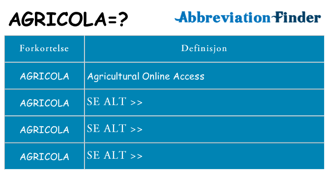 Hva agricola står for
