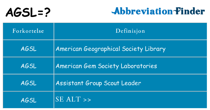 Hva agsl står for