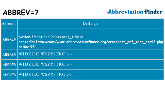 Co abbrev oznaczać