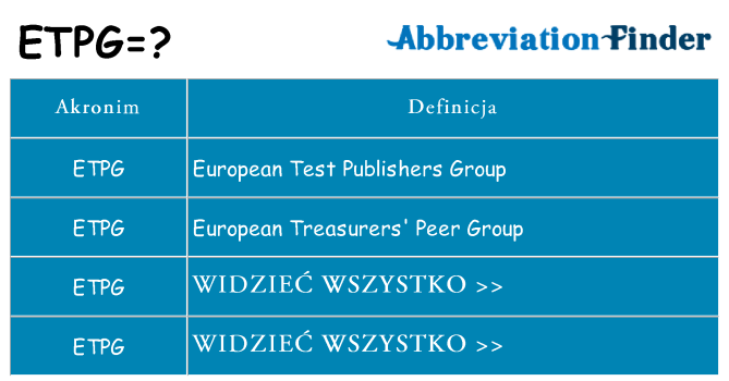 Co etpg oznaczać
