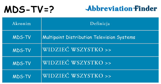 Co mds-tv oznaczać