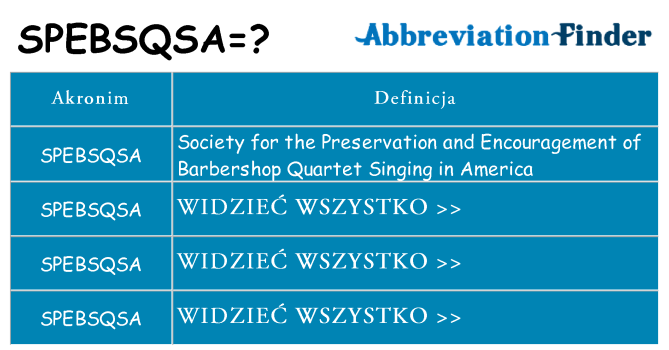 Co spebsqsa oznaczać
