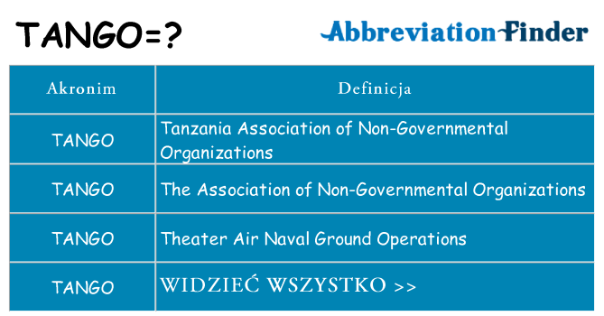 Co tango oznaczać