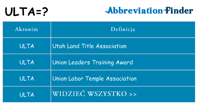 Co ulta oznaczać