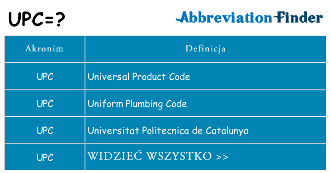 Co upc oznaczać